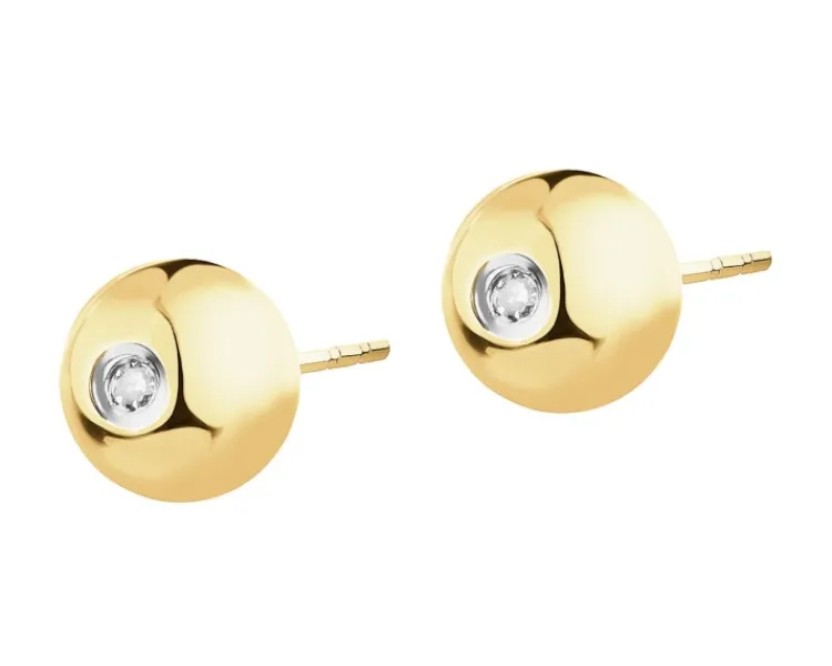 New Apart Kolczyki z żółtego złota z diamentami - 0,006 ct - próba 375