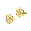 Discount Apart Kolczyki z żółtego złota z diamentami - kwiaty - 0,008 ct - próba 375