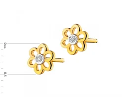 Best Apart Kolczyki z żółtego złota z diamentami - kwiaty - 0,008 ct - próba 585