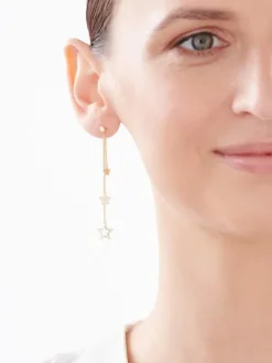 Clearance Apart Kolczyki z żółtego złota z diamentami - gwiazdy - 0,01 ct - próba 375