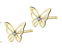 New Apart Kolczyki z żółtego złota z diamentami - motyle - 0,005 ct - próba 375