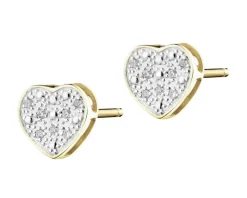 Apart Kolczyki z żółtego złota z diamentami - serca - 0,02 ct - próba 375< Kolczyki Z Diamentami