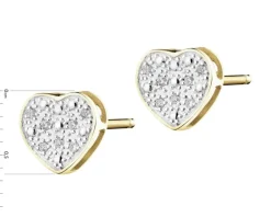 Apart Kolczyki z żółtego złota z diamentami - serca - 0,02 ct - próba 375< Kolczyki Z Diamentami