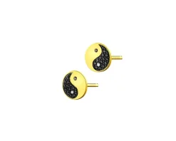 Apart Kolczyki z żółtego złota z diamentami - yin yang - 0,016 ct - próba 375< Wszystkie