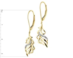 Online Apart Kolczyki z żółtego złota z diamentami - piórka - 0,03 ct - próba 375
