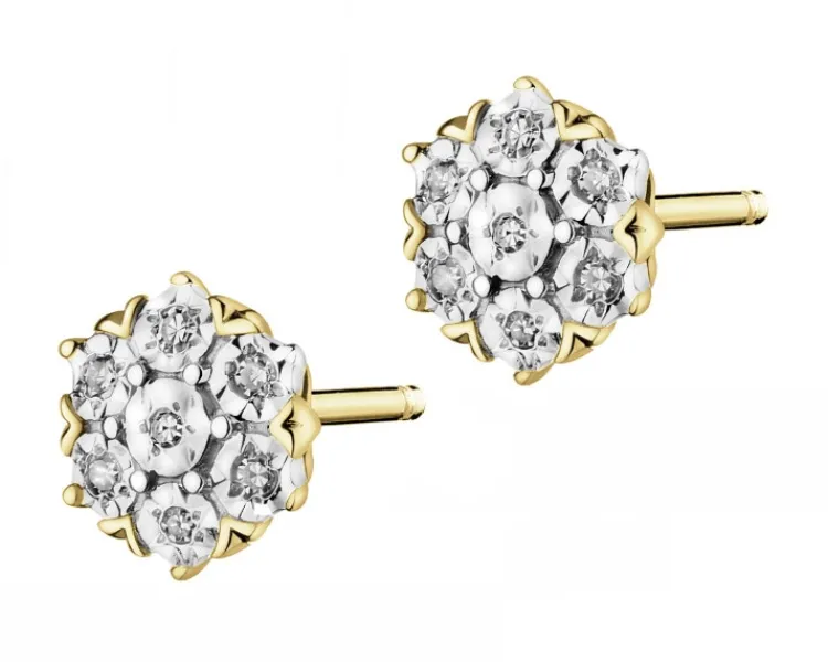 Apart Kolczyki z żółtego złota z diamentami - 0,04 ct - próba 375