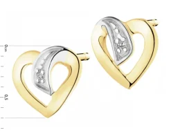 Best Apart Kolczyki z żółtego złota z diamentami - serca - 0,005 ct - próba 375