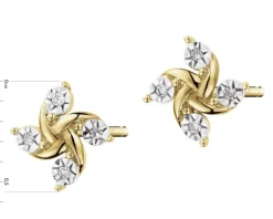 New Apart Kolczyki z żółtego złota z diamentami - 0,02 ct - próba 375