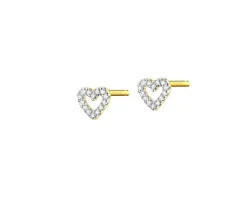 Apart Kolczyki z żółtego złota z diamentami - serca - 0,06 ct - próba 375< Kolczyki Z Diamentami