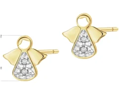 Outlet Apart Kolczyki z żółtego złota z diamentami - aniołki - 0,01 ct - próba 375