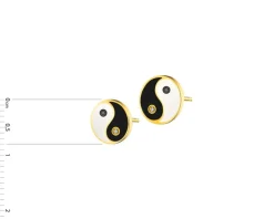 Apart Kolczyki z żółtego złota z diamentami i emalią - yin yang - 0,01 ct - próba 375< Kolczyki Z Diamentami