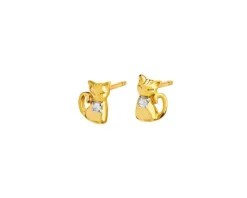 Apart Kolczyki z żółtego złota z diamentami - koty - 0,01 ct - próba 375< Kolczyki Z Diamentami