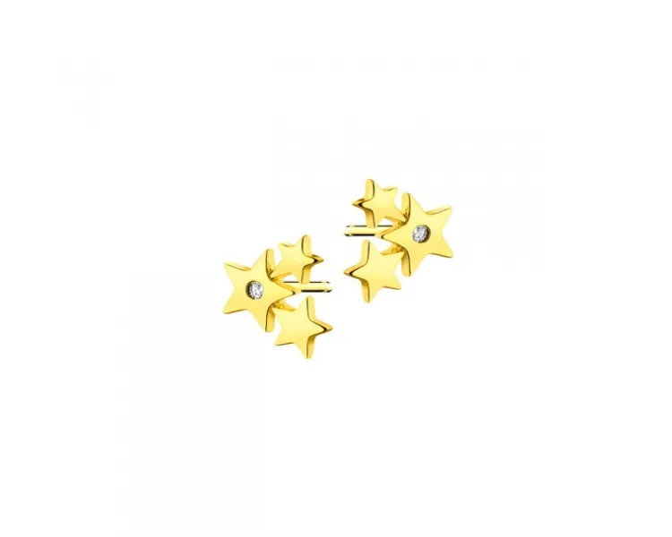 Apart Kolczyki z żółtego złota z diamentami - gwiazdy - 0,01 ct - próba 375< Kolczyki Z Diamentami