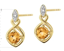 Outlet Apart Kolczyki z żółtego złota z diamentami i cytrynami - próba 375
