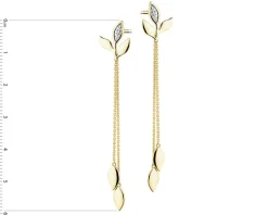 Apart Kolczyki z żółtego złota z diamentami - liście - 0,008 ct - próba 375