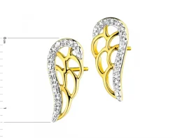 Apart Kolczyki z żółtego złota z diamentami - skrzydła - 0,02 ct - próba 375< Kolczyki Z Diamentami