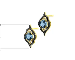 New Apart Kolczyki z żółtego złota z diamentami i topazami London Blue - próba 585