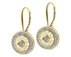 Apart Kolczyki z żółtego złota z diamentami - rozety - 0,20 ct - próba 585< Kolczyki Z Diamentami