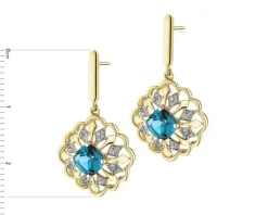 Apart Kolczyki z żółtego złota z diamentami i topazami London Blue - próba 585< Wszystkie