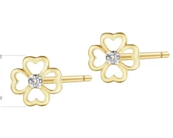 Outlet Apart Kolczyki z żółtego złota z diamentami - koniczyny - 0,005 ct - próba 375