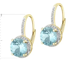 New Apart Kolczyki z żółtego złota z diamentami i topazami Sky Blue - próba 585