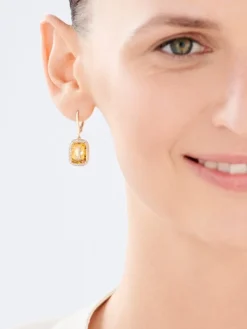 Apart Kolczyki z żółtego złota z diamentami i cytrynami - próba 585< Kolczyki Z Diamentami