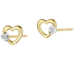 Apart Kolczyki z żółtego złota z diamentami - serca - 0,008 ct - próba 585< Wszystkie