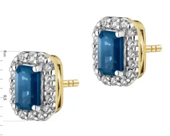 Sale Apart Kolczyki z żółtego złota z diamentami i szafirami - próba 585