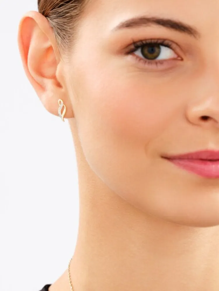 Apart Kolczyki z żółtego złota z diamentami - 0,008 ct - próba 375< Kolczyki Z Diamentami