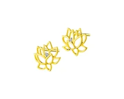 Sale Apart Kolczyki z żółtego złota z diamentami - kwiaty lotosu - 0,008 ct - próba 375