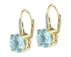 Best Apart Kolczyki z żółtego złota z diamentami i topazami Sky Blue - próba 585