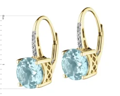 Best Apart Kolczyki z żółtego złota z diamentami i topazami Sky Blue - próba 585