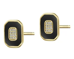 Apart Kolczyki z żółtego złota z diamentami i emalią - 0,05 ct - próba 585< Kolczyki Z Diamentami