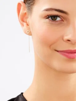 Apart Kolczyki z żółtego złota z diamentami - serca - 0,006 ct - próba 585