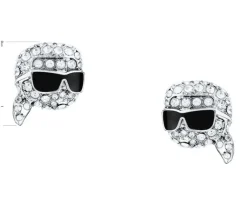 Discount Karl Lagerfeld Kolczyki ze stali szlachetnej z cyrkoniami i emalią - główka