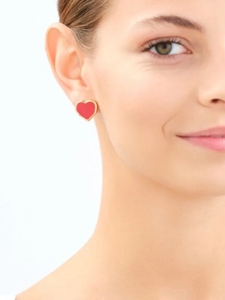 Discount Elixa Kolczyki ze stali szlachetnej z emalią - serca