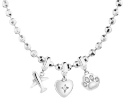 Discount Apart Naszyjnik srebrny new charms - zestaw - samolot, serce, łapka