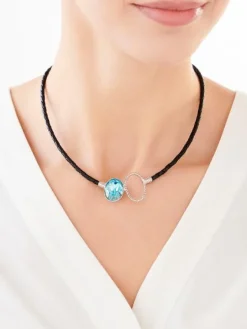 New Apart Naszyjnik srebrny ze szkłem - koło