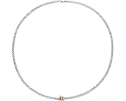 New Fope Naszyjnik z białego i różowego złota z brylantami - 0,10 ct - próba 750