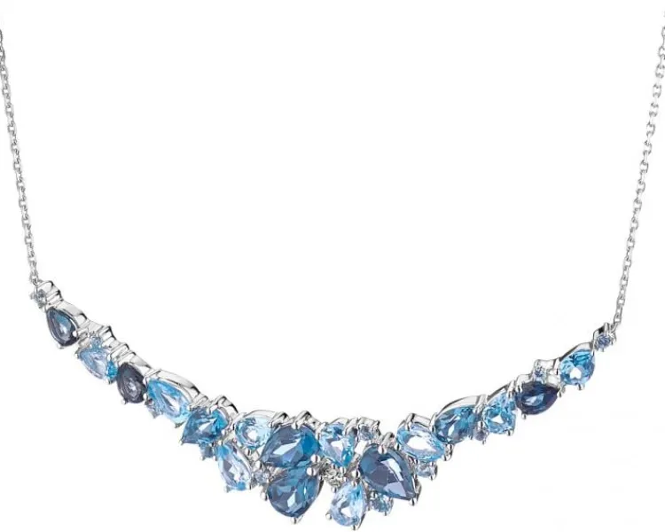 Discount Apart Naszyjnik z białego złota z brylantem i topazami - próba 585