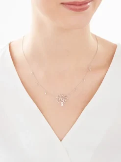 Apart Naszyjnik z białego złota z diamentami - drzewko - 0,01 ct - próba 375< Naszyjniki