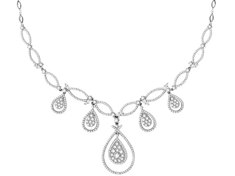 Apart Naszyjnik z białego złota z diamentami - 3,93 ct - próba 585