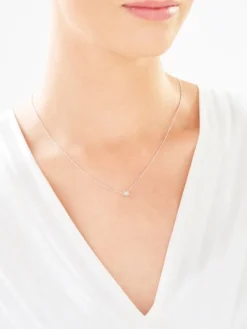 Best Apart Naszyjnik z białego złota z brylantem - 0,05 ct - próba 585
