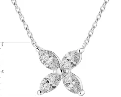 Online Apart Naszyjnik z białego złota z diamentami - kwiat - 0,43 ct - próba 585