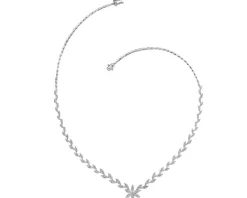 Apart Naszyjnik z białego złota z brylantami - kwiat - 42 cm - 2,00 ct - próba 585< Naszyjniki