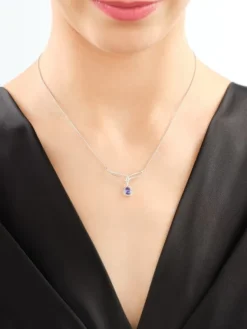 Discount Apart Naszyjnik z białego złota z diamentami i tanzanitem - próba 585