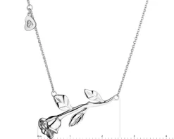 New Apart Naszyjnik z białego złota z diamentem - kwiat, róża, serce - 0,005 ct - próba 585
