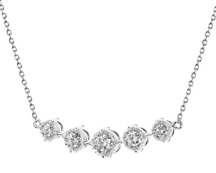 Discount Apart Naszyjnik z białego złota z brylantami - 0,70 ct - próba 585