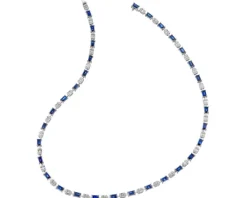 New Apart Naszyjnik z białego złota z diamentami i szafirami - 43 cm - próba 750