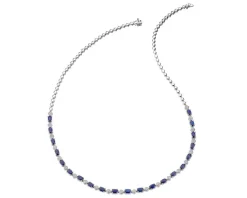 Online Apart Naszyjnik z białego złota z diamentami i szafirami - 45 cm - próba 585